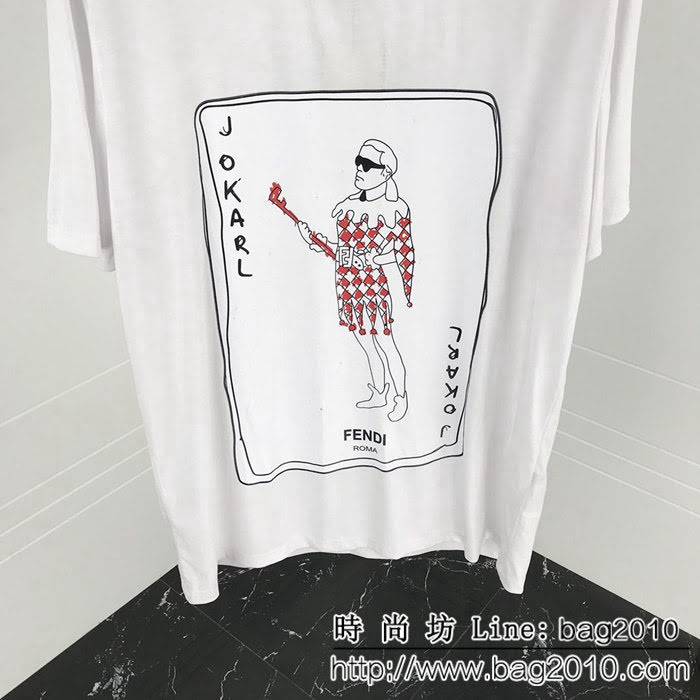 FENDI芬迪 19ss新款短袖 撲克牌老佛爺印花主題 黑色兩色 男女同款 ydi2290